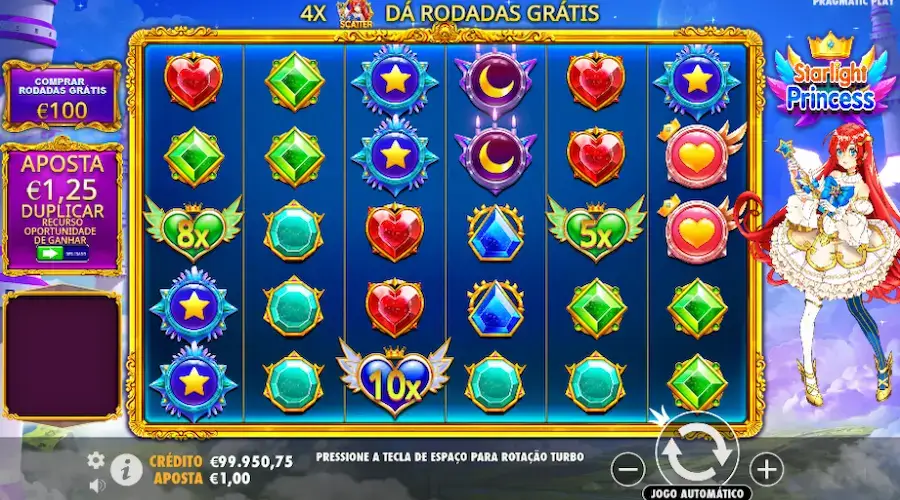 Multiplicadores da Starlight Princess slot.