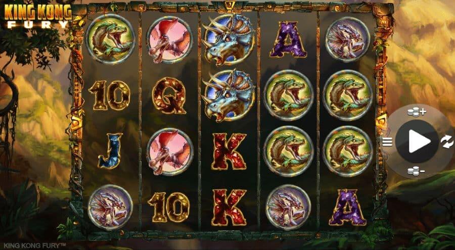 Gráficos e sons King Kong Fury slot.